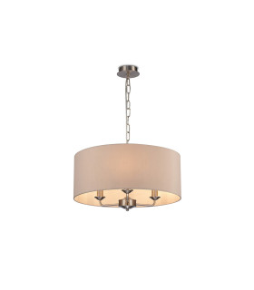Banyan 3 Light Multi Arm Pendant E14 Satin Nickel With 50cm x 22cm Dual Faux Silk Shade Nude Beige/Moonlight-1