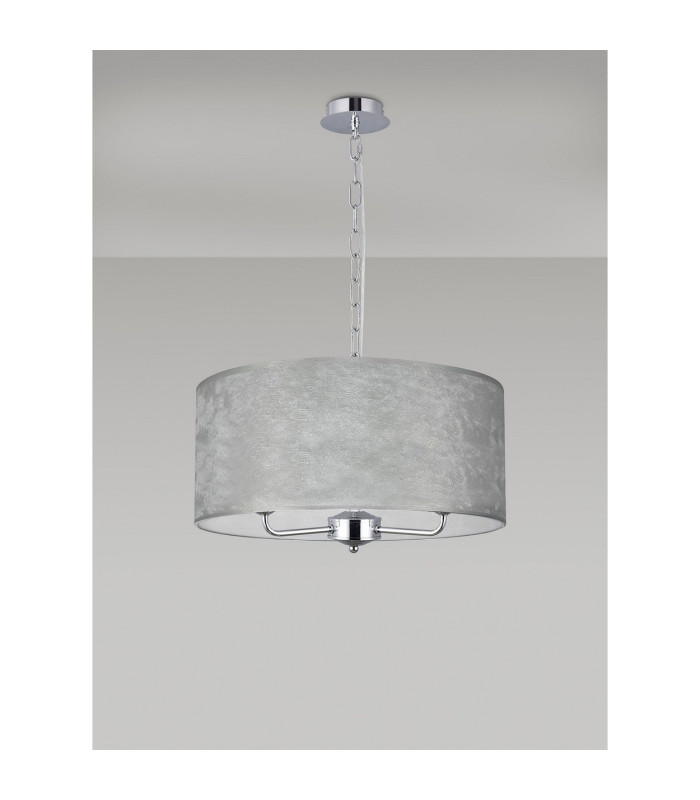 Banyan 3 Light Multi Arm Pendant 1.5m Chain E14 Polished Chrome With 50cm x 20cm Silver Leaf With White Lining Shade-11