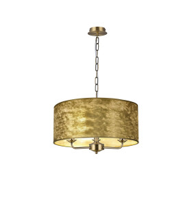 Banyan 3 Light Multi Arm Pendant 1.5m Chain E14 Antique Brass With 50cm x 20cm Gold Leaf With White Lining Shade-1