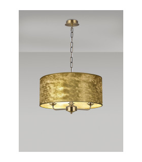 Banyan 3 Light Multi Arm Pendant 1.5m Chain E14 Antique Brass With 50cm x 20cm Gold Leaf With White Lining Shade-2