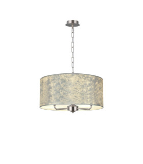 Banyan 3 Light Multi Arm Pendant 1.5m Chain E14 Satin Nickel With 50cm x 20cm Silver Leaf With White Lining Shade-1