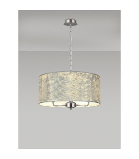 Banyan 3 Light Multi Arm Pendant 1.5m Chain E14 Satin Nickel With 50cm x 20cm Silver Leaf With White Lining Shade-2