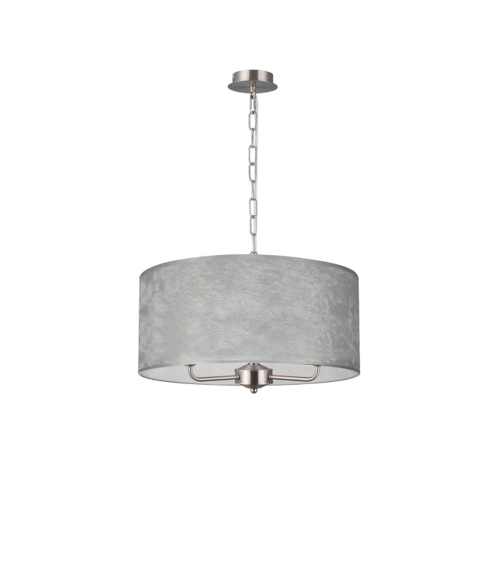 Banyan 3 Light Multi Arm Pendant 1.5m Chain E14 Satin Nickel With 50cm x 20cm Silver Leaf With White Lining Shade-4