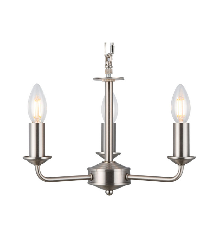 Banyan 3 Light Multi Arm Pendant 1.5m Chain E14 Satin Nickel With 50cm x 20cm Silver Leaf With White Lining Shade-5