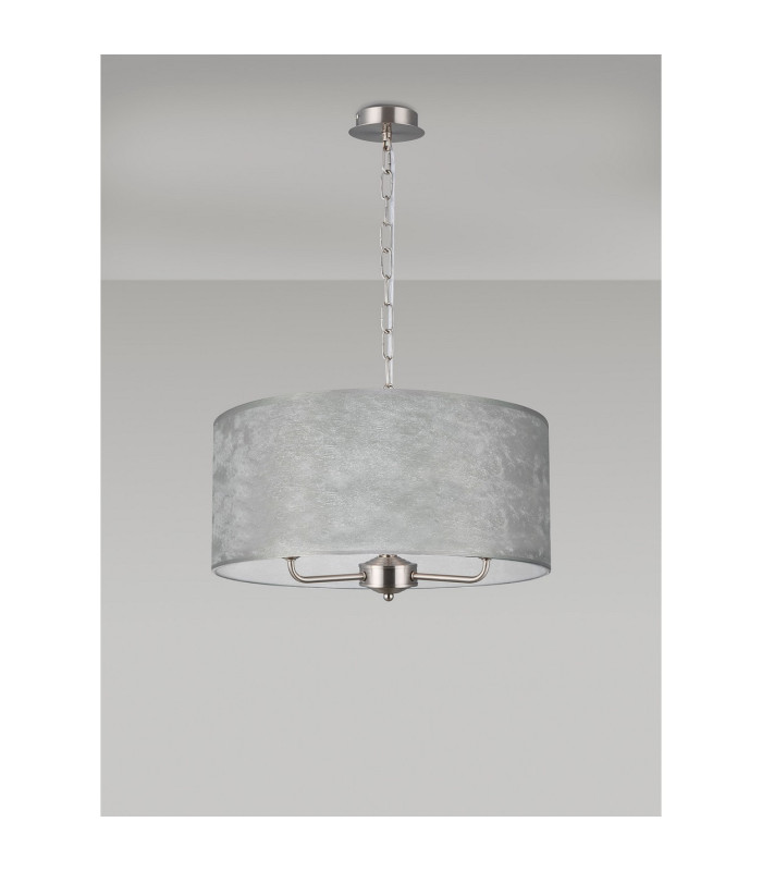 Banyan 3 Light Multi Arm Pendant 1.5m Chain E14 Satin Nickel With 50cm x 20cm Silver Leaf With White Lining Shade-11