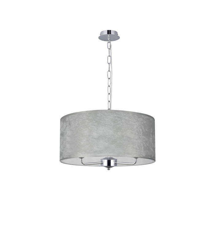 Banyan 3 Light Multi Arm Pendant 1.5m Chain E14 Polished Chrome With 50cm x 20cm Silver Leaf With White Lining Shade-4