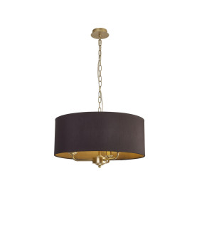 Banyan 3 Light Multi Arm Pendant With 50cm x 20cm Dual Faux Silk Fabric Shade Champagne Gold/Midnight Black-1