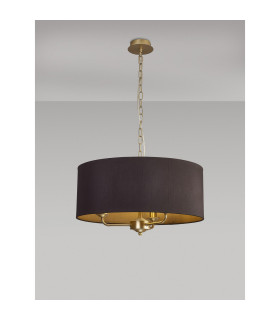 Banyan 3 Light Multi Arm Pendant With 50cm x 20cm Dual Faux Silk Fabric Shade Champagne Gold/Midnight Black-2