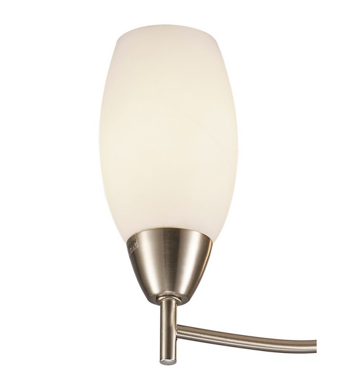 Semi Flush Ceiling 3 Light E14 Satin Nickel, Opal Glass - 5