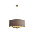 Banyan 3 Light Multi Arm Pendant With 50cm x 20cm Faux Silk Fabric Shade Champagne Gold/Grey-1
