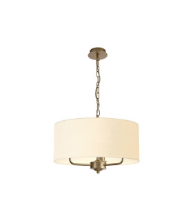 Banyan 3 Light Multi Arm Pendant With 50cm x 20cm Faux Silk Fabric Shade Champagne Gold/Ivory Pearl-1