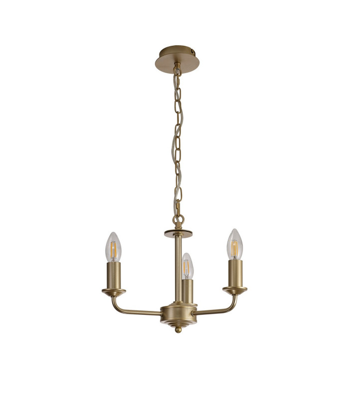 Banyan 3 Light Multi Arm Pendant With 50cm x 20cm Faux Silk Fabric Shade Champagne Gold/Grey-6
