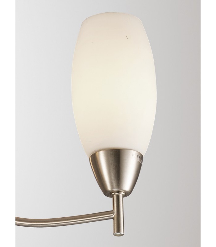 Semi Flush Ceiling 3 Light E14 Satin Nickel, Opal Glass - 8