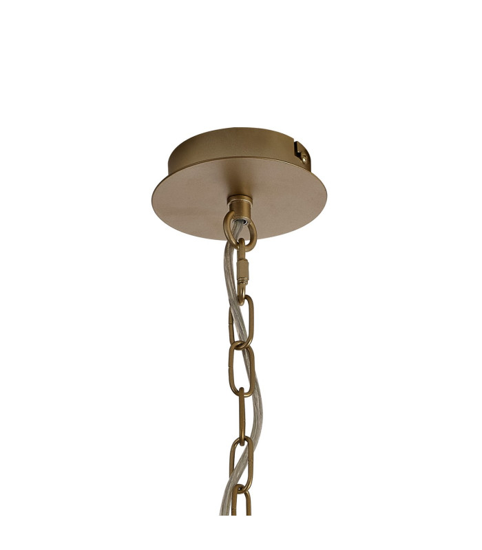 Banyan 3 Light Multi Arm Pendant With 50cm x 20cm Faux Silk Fabric Shade Champagne Gold/Grey-7