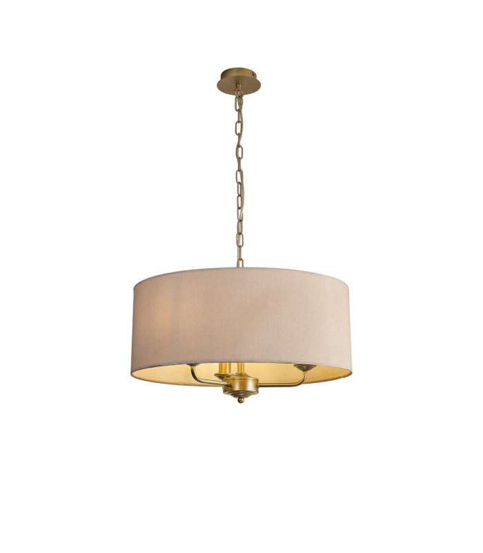 Banyan 3 Light Multi Arm Pendant With 50cm x 20cm Dual Faux Silk Fabric Shade Champagne Gold/Nude Beige-1