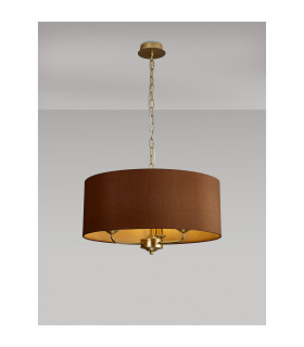 Banyan 3 Light Multi Arm Pendant With 50cm x 20cm Dual Faux Silk Fabric Shade Champagne Gold/Raw Cocoa-2