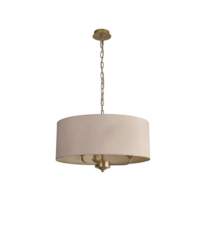 Banyan 3 Light Multi Arm Pendant With 50cm x 20cm Dual Faux Silk Fabric Shade Champagne Gold/Nude Beige-5