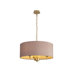 Banyan 3 Light Multi Arm Pendant With 50cm x 20cm Dual Faux Silk Fabric Shade Champagne Gold/Taupe-1