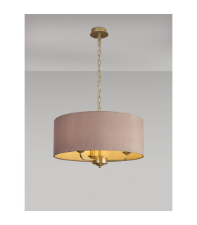Banyan 3 Light Multi Arm Pendant With 50cm x 20cm Dual Faux Silk Fabric Shade Champagne Gold/Taupe-2