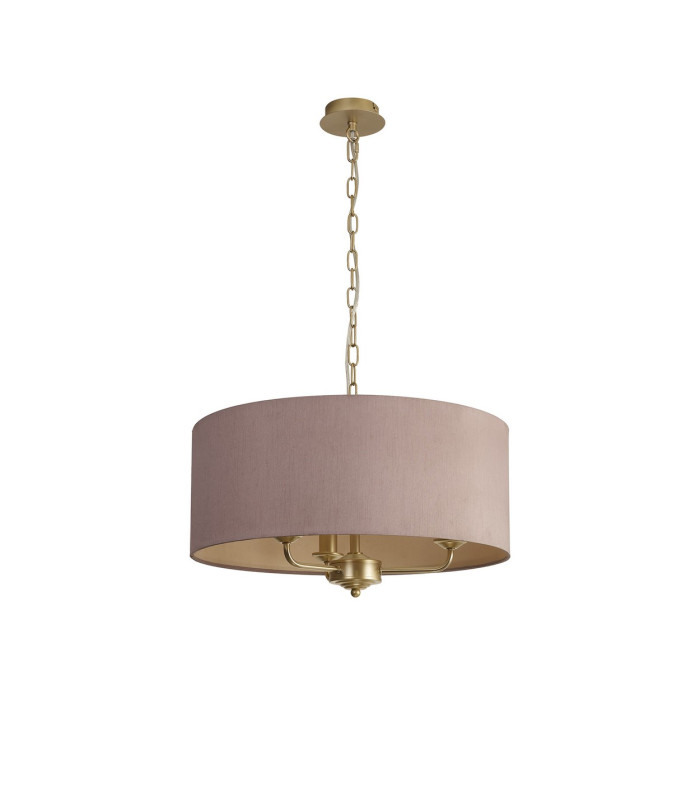 Banyan 3 Light Multi Arm Pendant With 50cm x 20cm Dual Faux Silk Fabric Shade Champagne Gold/Taupe-4