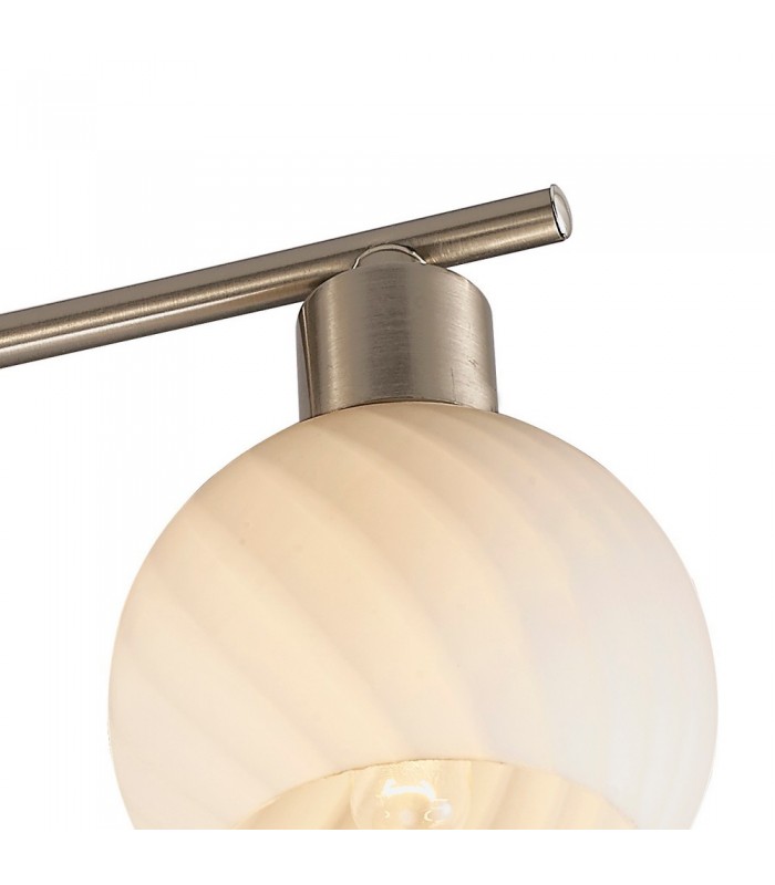 Semi Flush Ceiling 4 Light E14 Satin Nickel, Round Swirl Pattern Fosted Glass - 6