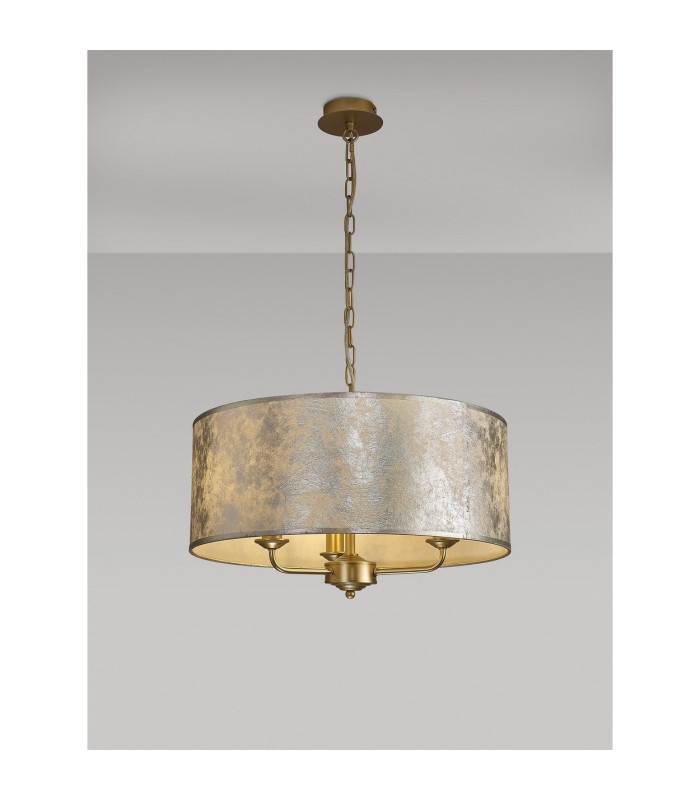 Banyan 3 Light Multi Arm Pendant With 50cm x 20cm Silver Leaf Shade Champagne Gold/Silver Leaf-2