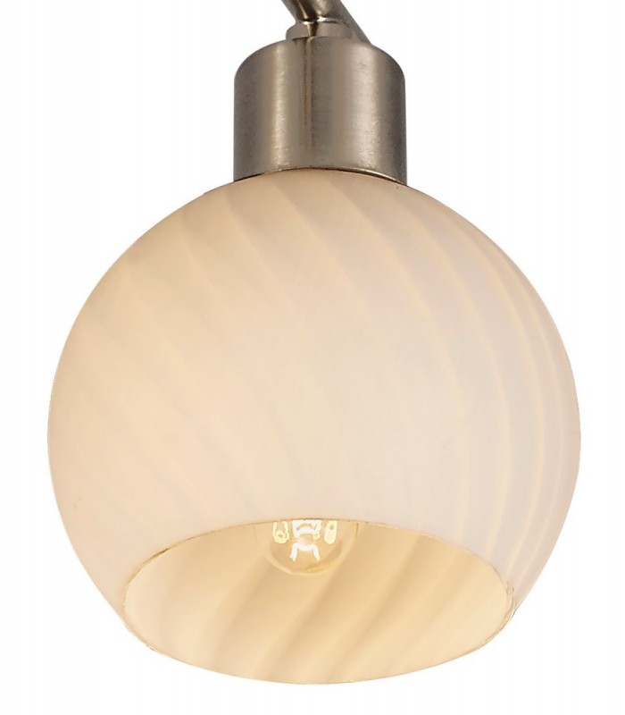 Semi Flush Ceiling 4 Light E14 Satin Nickel, Round Swirl Pattern Fosted Glass - 7