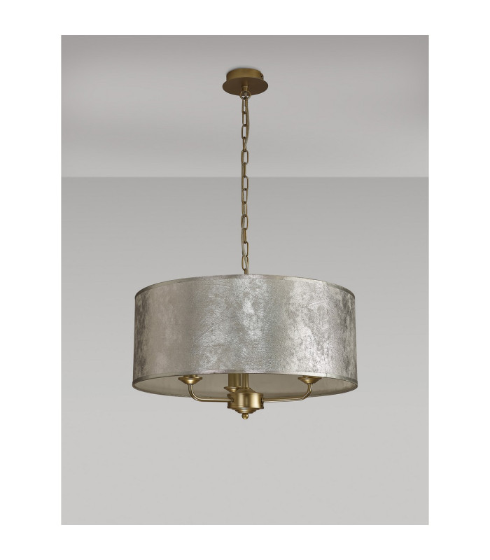 Banyan 3 Light Multi Arm Pendant With 50cm x 20cm Silver Leaf Shade Champagne Gold/Silver Leaf-11