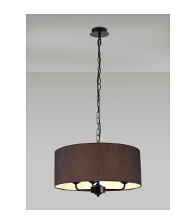 Banyan 3 Light Multi Arm Pendant With 50cm x 20cm Faux Silk Fabric Shade Matt Black/Black-2