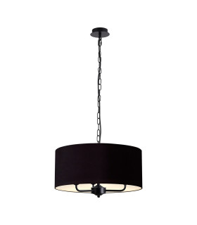Banyan 3 Light Multi Arm Pendant With 50cm x 20cm Dual Faux Silk Fabric Shade Matt Black/Midnight Black-1