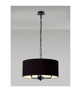 Banyan 3 Light Multi Arm Pendant With 50cm x 20cm Dual Faux Silk Fabric Shade Matt Black/Midnight Black-2