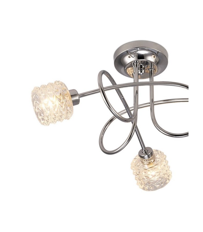 Semi Flush Ceiling 3 Light G9 Polished Chrome, Clear Textured Glass - 4
