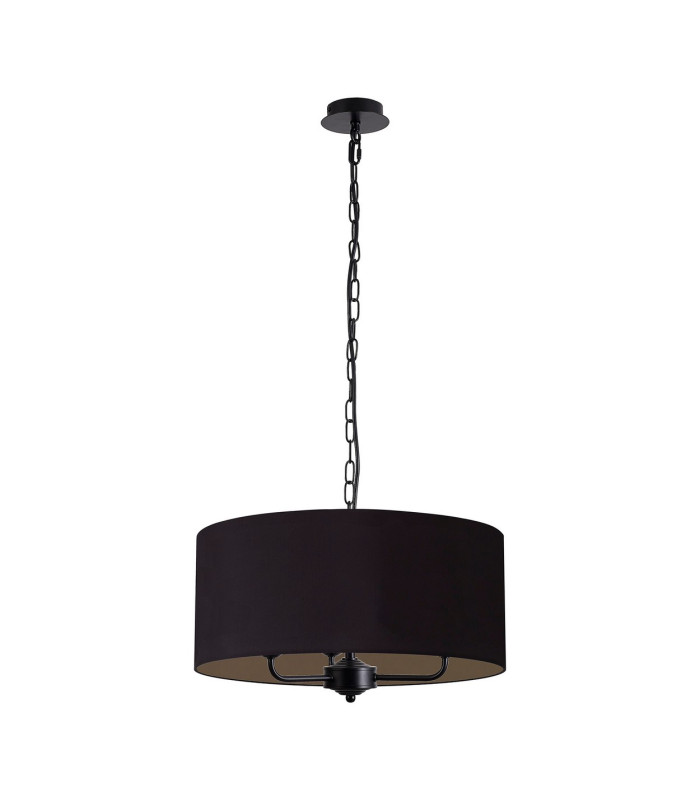 Banyan 3 Light Multi Arm Pendant With 50cm x 20cm Dual Faux Silk Fabric Shade Matt Black/Midnight Black-4