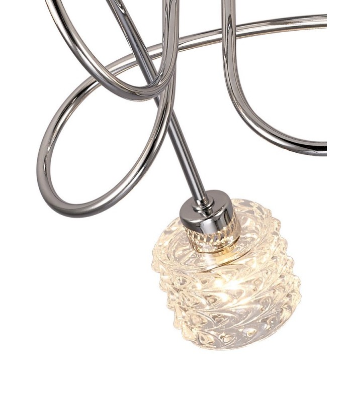 Semi Flush Ceiling 3 Light G9 Polished Chrome, Clear Textured Glass - 6