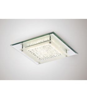 LED Flush Ceiling Light, 280mm Square, 12W 960lm 4000K Polished Chrome, Crystal - 2