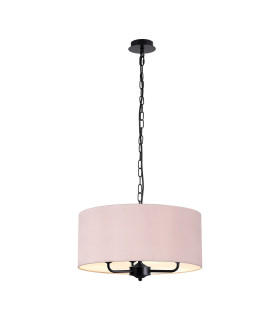 Banyan 3 Light Multi Arm Pendant With 50cm x 20cm Dual Faux Silk Fabric Shade Matt Black/Taupe-1