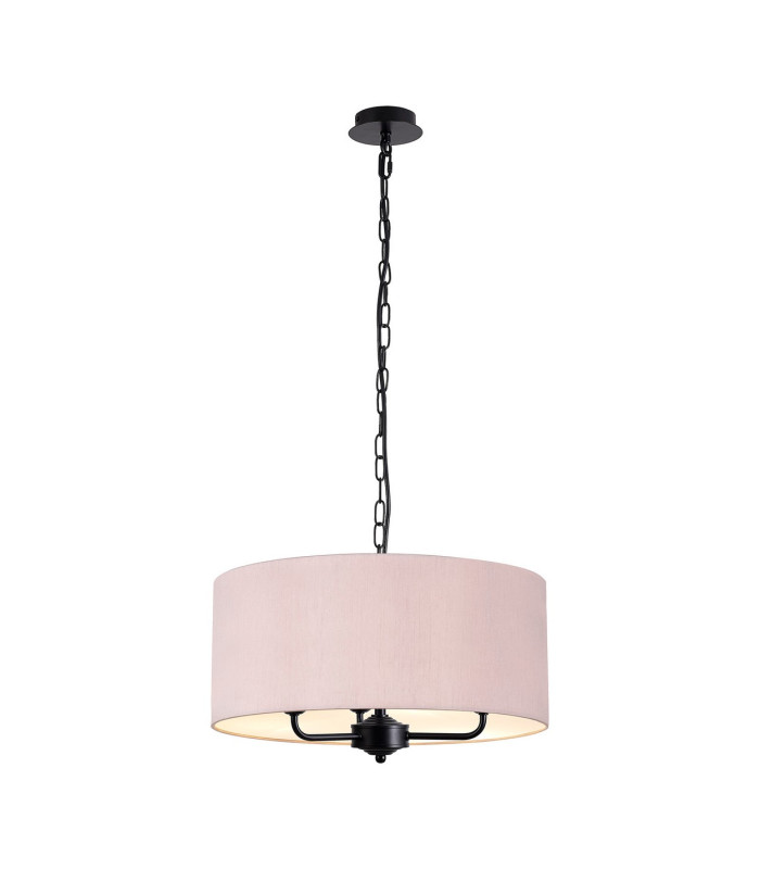 Banyan 3 Light Multi Arm Pendant With 50cm x 20cm Dual Faux Silk Fabric Shade Matt Black/Taupe-1