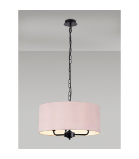 Banyan 3 Light Multi Arm Pendant With 50cm x 20cm Dual Faux Silk Fabric Shade Matt Black/Taupe-2