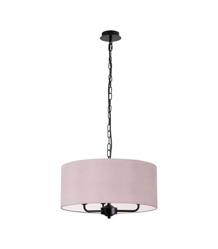 Banyan 3 Light Multi Arm Pendant With 50cm x 20cm Dual Faux Silk Fabric Shade Matt Black/Taupe-4