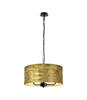 Banyan 3 Light Multi Arm Pendant With 50cm x 20cm Gold Leaf Shade Matt Black/Gold Leaf-1