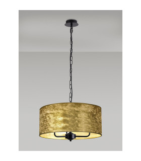 Banyan 3 Light Multi Arm Pendant With 50cm x 20cm Gold Leaf Shade Matt Black/Gold Leaf-2