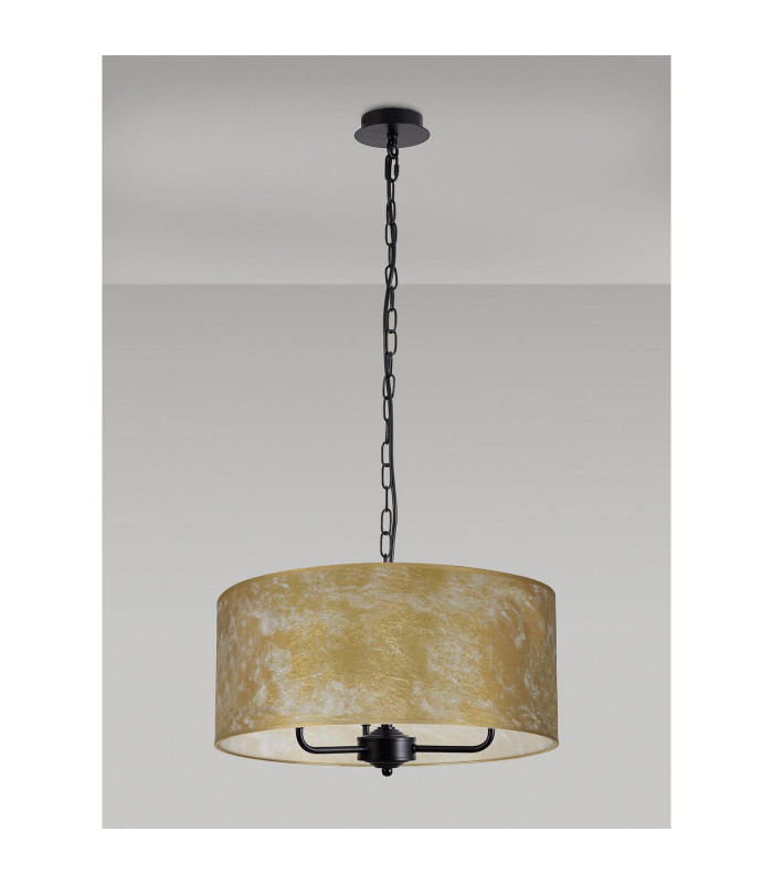 Banyan 3 Light Multi Arm Pendant With 50cm x 20cm Gold Leaf Shade Matt Black/Gold Leaf-11