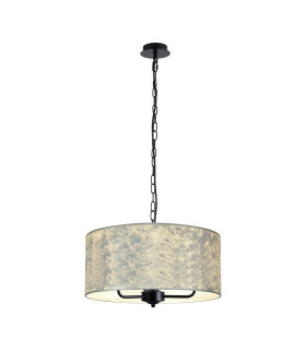 Banyan 3 Light Multi Arm Pendant With 50cm x 20cm Silver Leaf Shade Matt Black/Silver Leaf-1