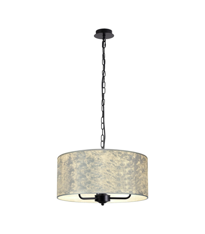 Banyan 3 Light Multi Arm Pendant With 50cm x 20cm Silver Leaf Shade Matt Black/Silver Leaf-1