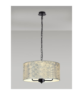 Banyan 3 Light Multi Arm Pendant With 50cm x 20cm Silver Leaf Shade Matt Black/Silver Leaf-2