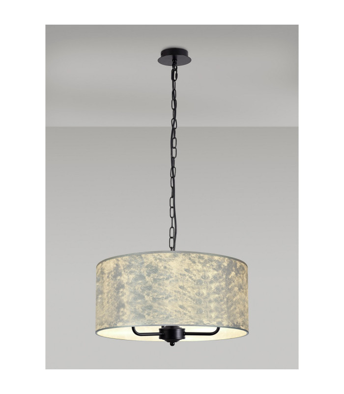 Banyan 3 Light Multi Arm Pendant With 50cm x 20cm Silver Leaf Shade Matt Black/Silver Leaf-2
