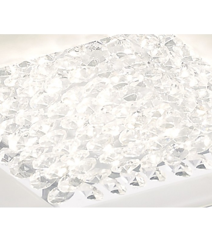 LED Flush Ceiling Light, 280mm Square, 12W 960lm 4000K Polished Chrome, Crystal - 6
