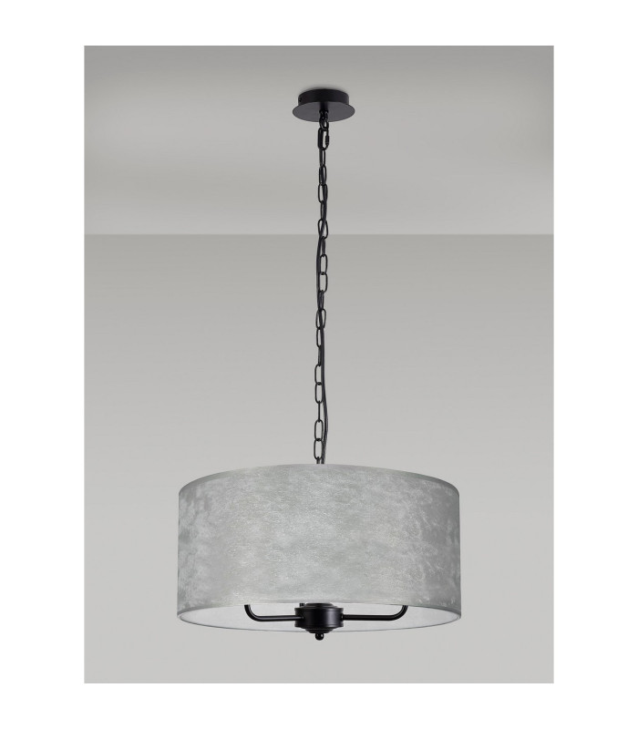 Banyan 3 Light Multi Arm Pendant With 50cm x 20cm Silver Leaf Shade Matt Black/Silver Leaf-11