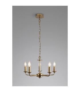 Banyan 45cm 5 Light Multi Arm Pendant Without Shade 1.5m Chain E14 Champagne Gold-3