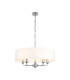 Banyan 5 Light Multi Arm Pendant E14 Polished Chrome With 60cm x 15cm Faux Silk Shade White-1